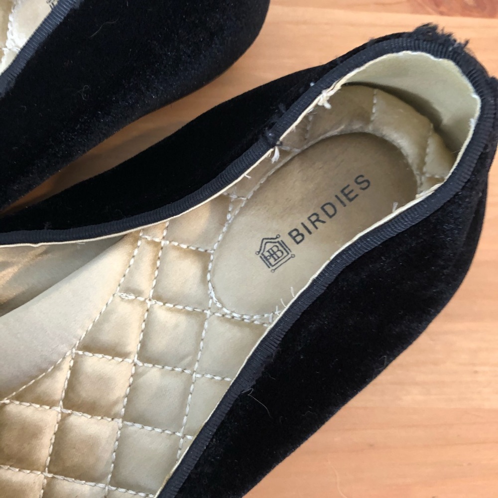 Birdies The Heron Black Velvet Flat Slipper - Picture 5 of 7
